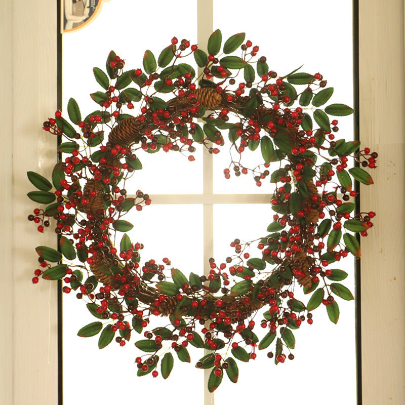 Plastic Simulation Red Berry Christmas Wreath null