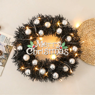Wreath With Merry Christmas Sign,Artificial Christmas Door Wreath Decorative Shatterproof Hanging Ornament Wreath For Holiday Home Party Decorations null