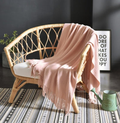 Fringed Knitted Small Blanket Napping Blanket Sofa Blanket null