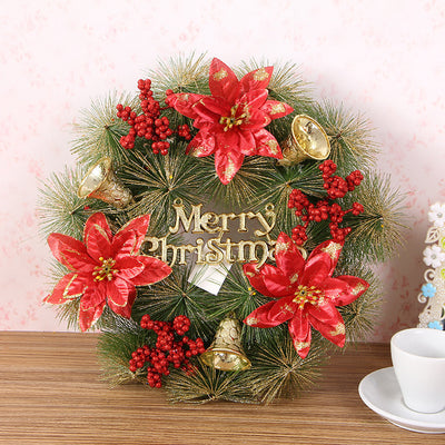 Christmas Wreath Clover Wreath Natural Pine Decorative Christmas Garland with Frost null