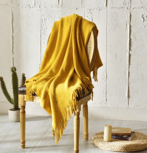 Fringed Knitted Small Blanket Napping Blanket Sofa Blanket null