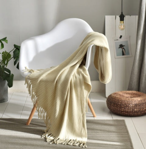 Fringed Knitted Small Blanket Napping Blanket Sofa Blanket null