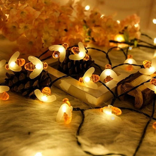 Solar New String Lights 20Led Little Bee Christmas Lanterns Flashing Lights Christmas String Lights Garden Decoration Lights null