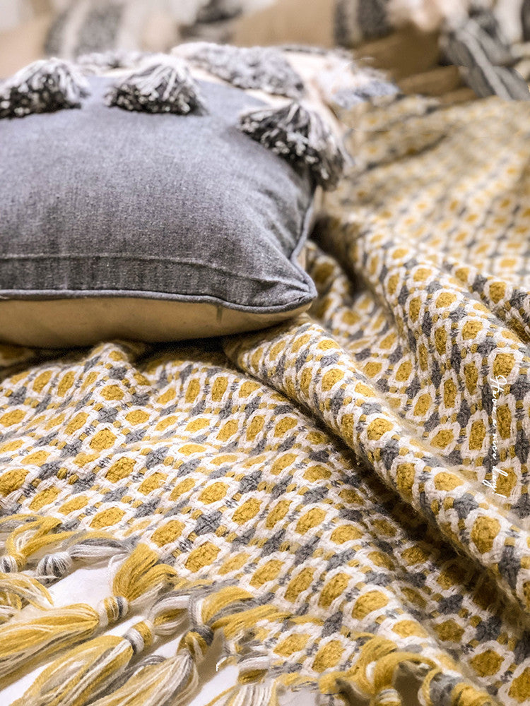 Sofa Blanket Cover Blanket Knitted Tassel Single Nap Blanket Batch Blanket null