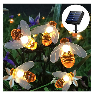 Solar New String Lights 20Led Little Bee Christmas Lanterns Flashing Lights Christmas String Lights Garden Decoration Lights null