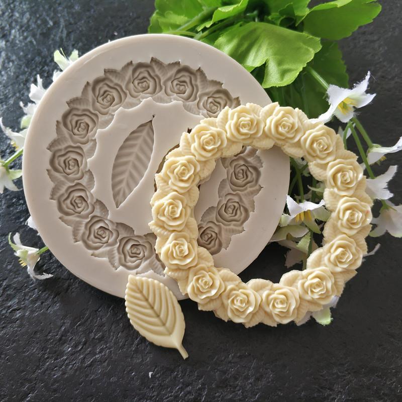 Rose Wreath Leaf Wreath Silicone Fondant Mould null