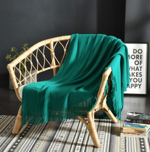 Fringed Knitted Small Blanket Napping Blanket Sofa Blanket null