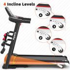 Electric Treadmill Bundle with Rack, Mat, and Dumb Bells, Black
