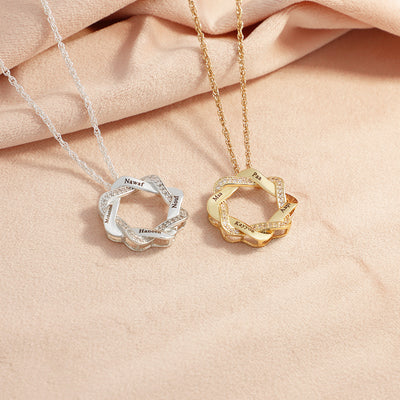 DIY Lettering Square Diamond Wreath Necklace null