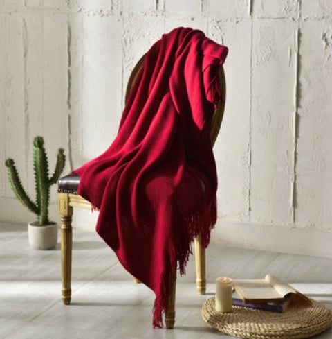 Fringed Knitted Small Blanket Napping Blanket Sofa Blanket null