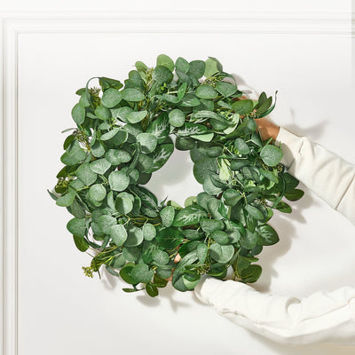 Artificial Decorative Wreath 26 In Green Eucalyptus Leaves Year Round Wreath null