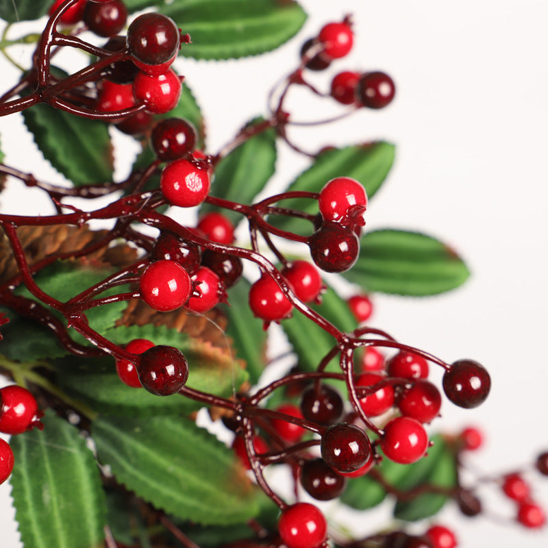 Plastic Simulation Red Berry Christmas Wreath null