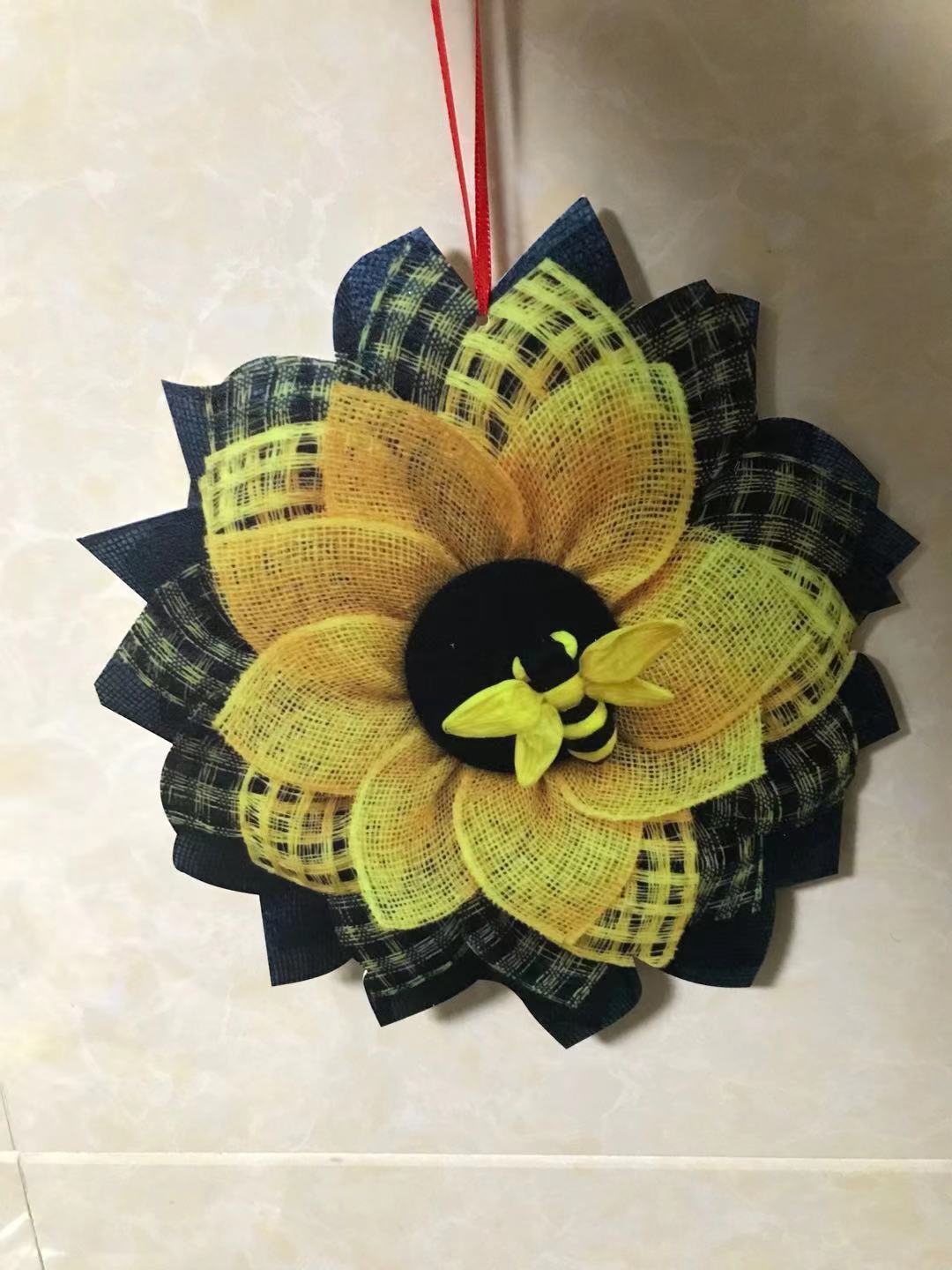 Bee Sunflower Wreath Wall Entrance Door Pendant null