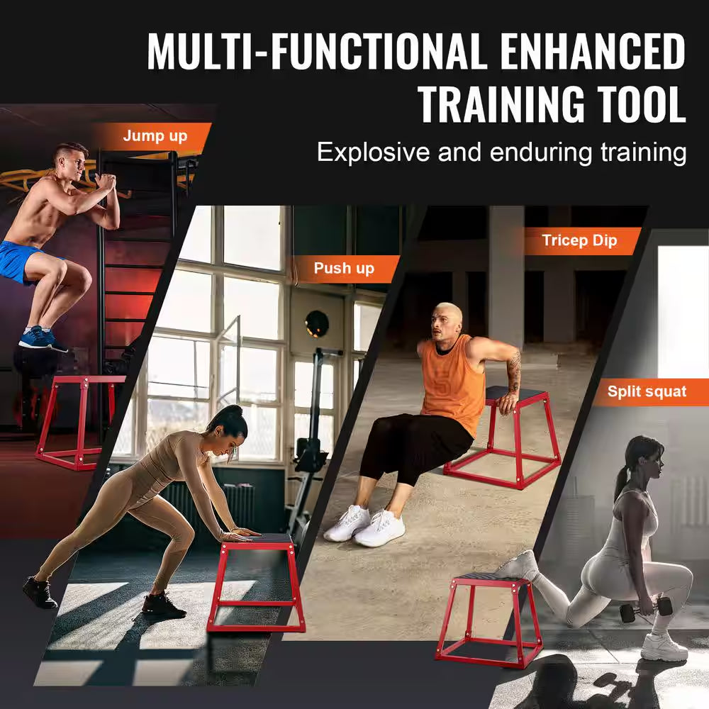 Plyometric Jump Box, 18 In. Plyo Box, Steel Plyometric Platform and Jumping Agility Box, Anti-Slip Fitness Exercise Box