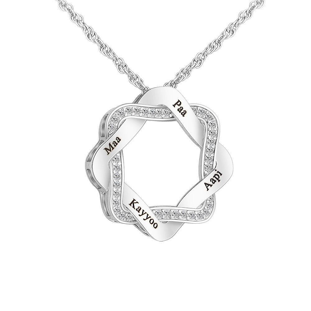 DIY Lettering Square Diamond Wreath Necklace null