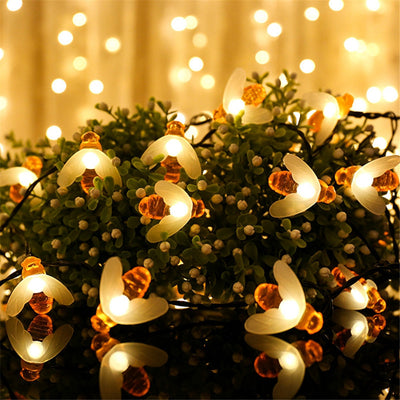 Solar string lights bee decorative lights null