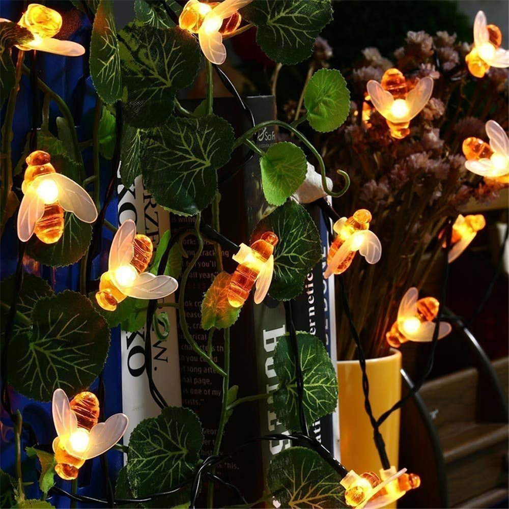 Solar string lights bee decorative lights null