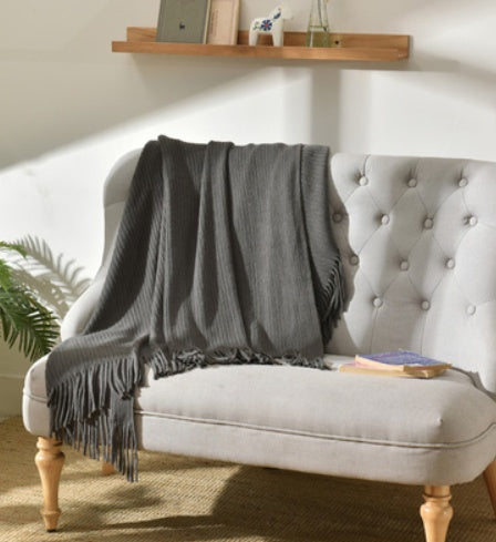 Fringed Knitted Small Blanket Napping Blanket Sofa Blanket null