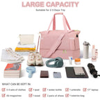 Travel Duffel Bag for Women Gym Bag with USB Charging Port Large Weekender Overnight Bag Yoga Duffle Bags with Wet Pocket and Shoes Compartment, Pink