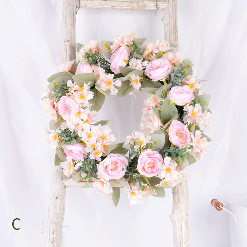 Grass Ring Eucalyptus  Leaves Peony Sun Wreath null