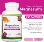 Magnesium Citrate 200 Mg Capsules, Advanced Magnesium Supplements for Muscle & Nerve Health, Bioactive Magnesium, 250 Capsules