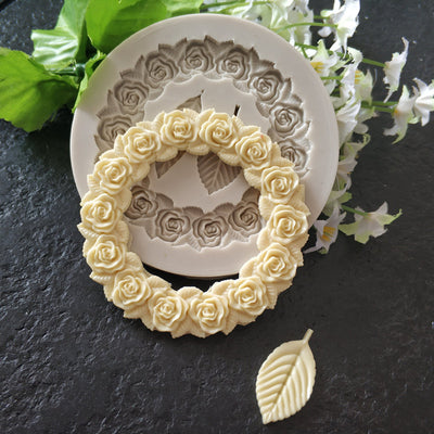 Rose Wreath Leaf Wreath Silicone Fondant Mould null