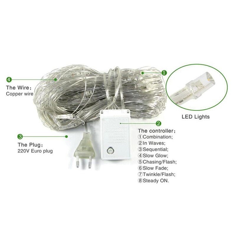 Christmas led lights string lights outdoor waterproof fishnet lights full of stars paved holiday lights wedding ins decorative lights null