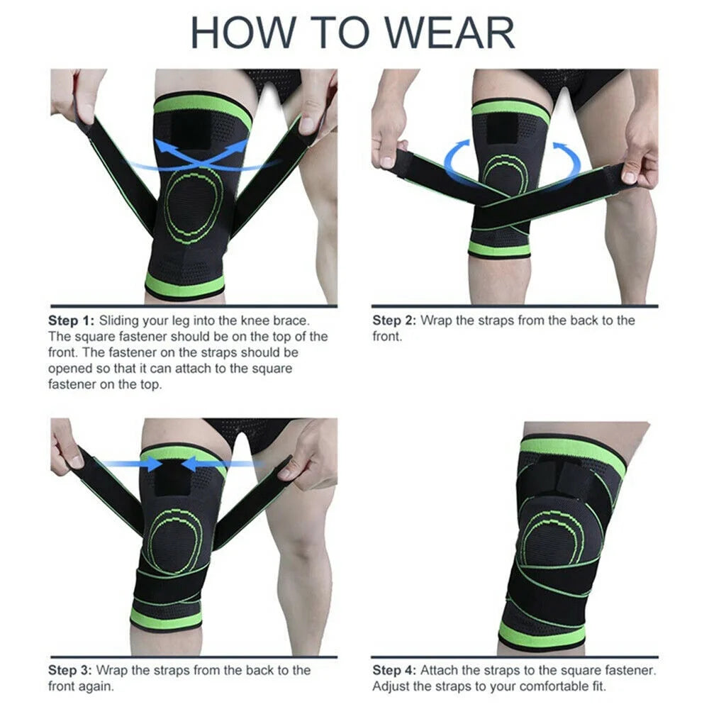 Unisex Knee Brace Sleeve Patella Support Stabilizer, Green, XXL