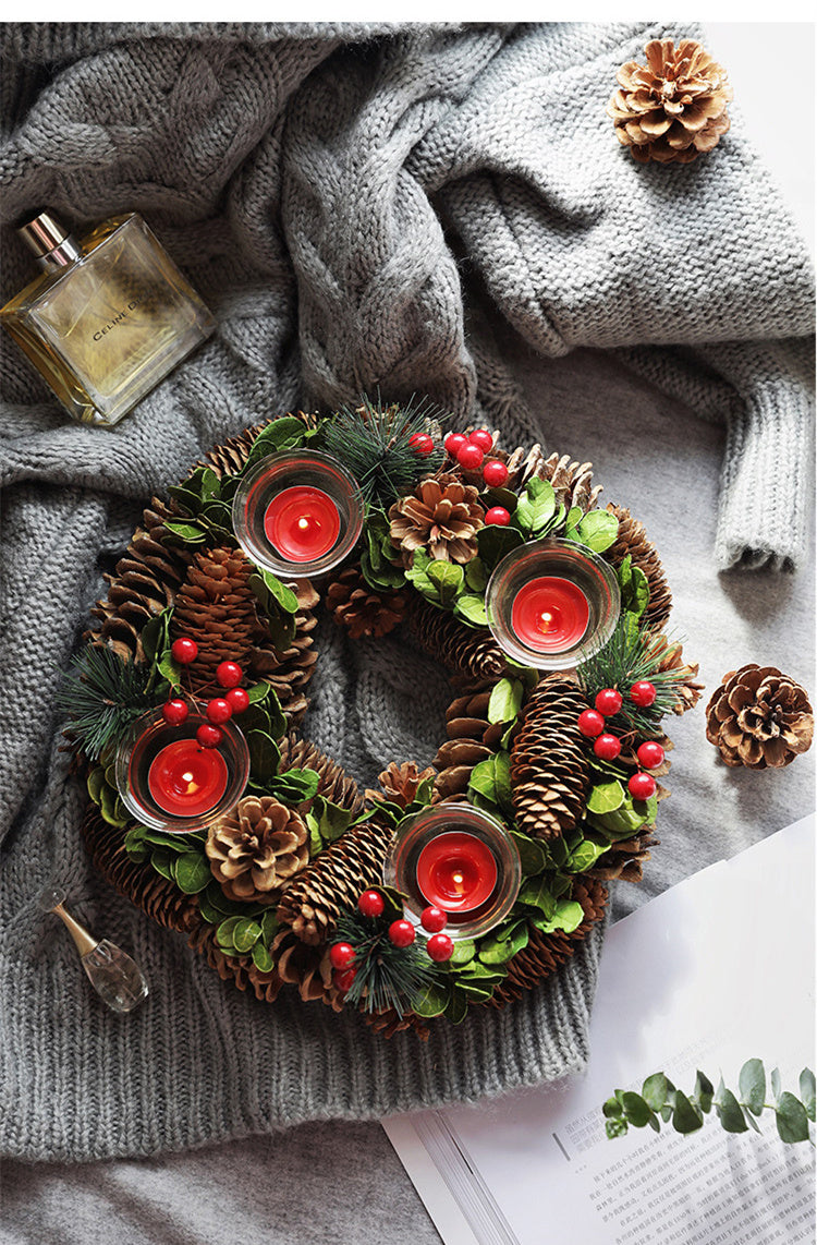 Christmas wreath candlestick decoration null