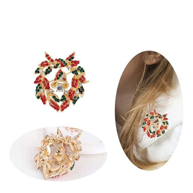 European And American Christmas Wreath Brooch null