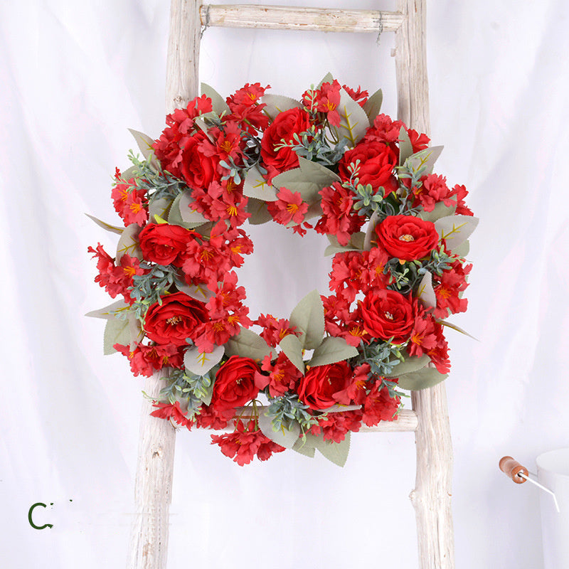 Grass Ring Eucalyptus  Leaves Peony Sun Wreath null