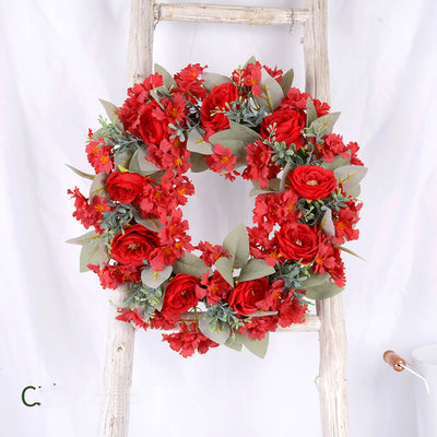 Grass Ring Eucalyptus  Leaves Peony Sun Wreath null