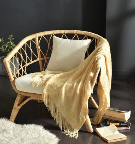 Fringed Knitted Small Blanket Napping Blanket Sofa Blanket null