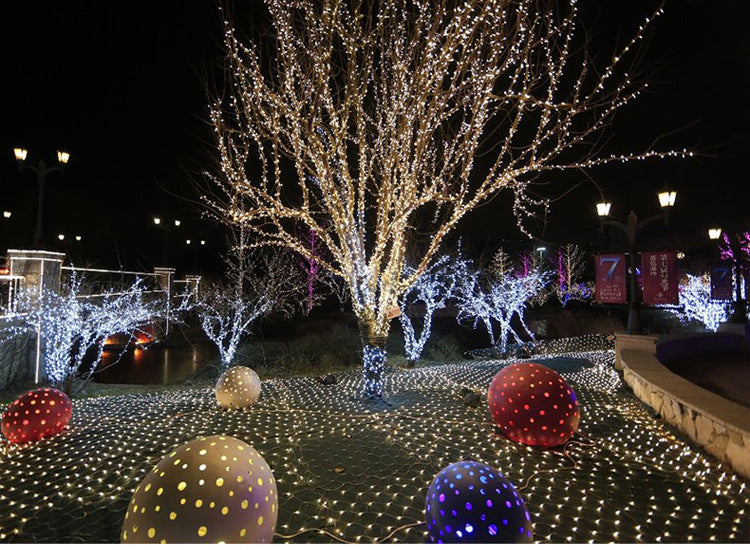 Christmas led lights string lights outdoor waterproof fishnet lights full of stars paved holiday lights wedding ins decorative lights null