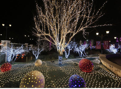 Christmas led lights string lights outdoor waterproof fishnet lights full of stars paved holiday lights wedding ins decorative lights null