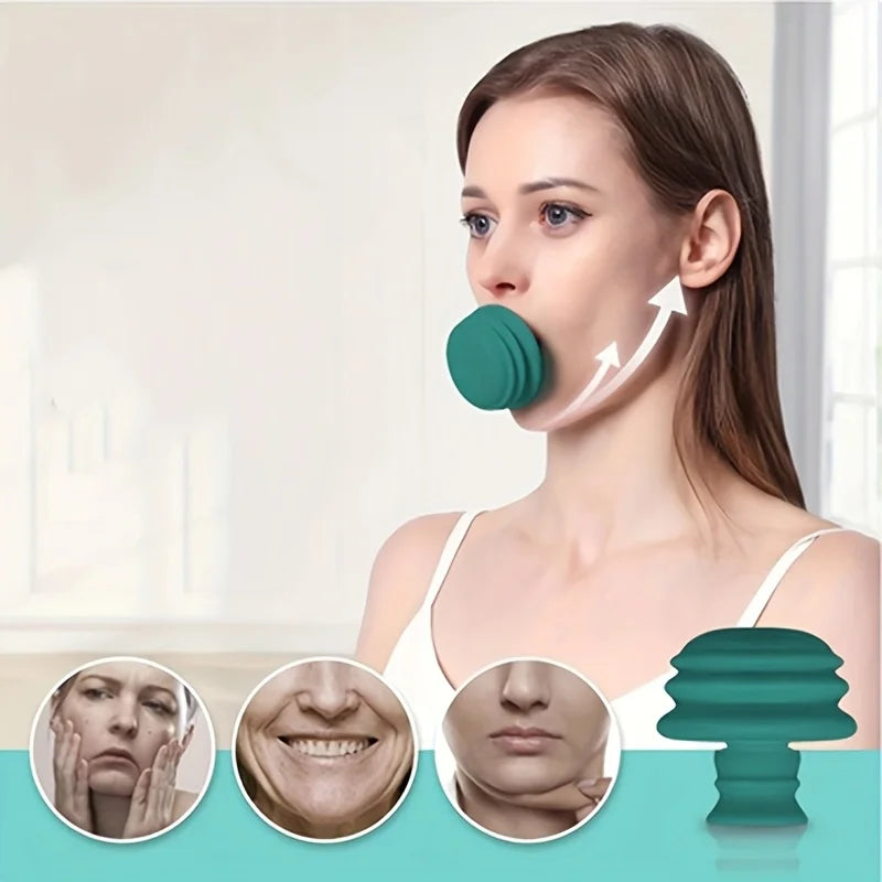 Green Jaw Exerciser,Double Chin Reducer,Facial Yoga for Skin Tighten Firm,Face Exerciser& Jawline Shaper, Jaw Trainer,Facial and Neck Exercise for Women and Men,Double Chin Breathing Exercise Device
