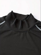 Donkergrijs Fitness Shirt Heren – Compressie Sport Shirt Met Hoge Hals – Lange Mouwen Sport Top – Elastisch Training Shirt Voor Fitness Hardlopen Boksen – Aansluitend Sport Shirt Als Basislaag – Maat S