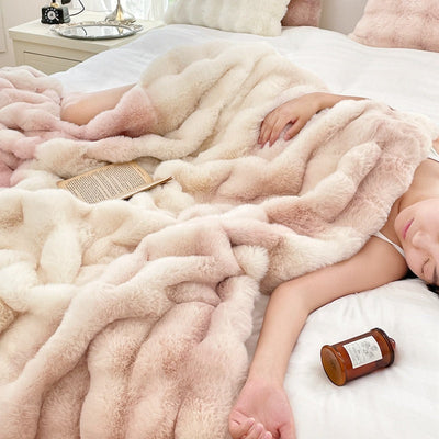 Foreign Trade Rabbit Blanket Fur Rabbit Velvet Blanket High Luxury Rabbit Velvet Blanket Blanket Pillow Winter Velvet Blanket null
