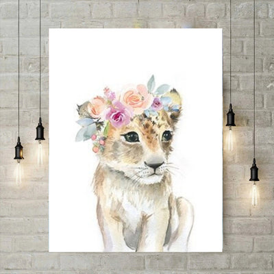 5D Diamond Painting - Leopard with floral wreath null