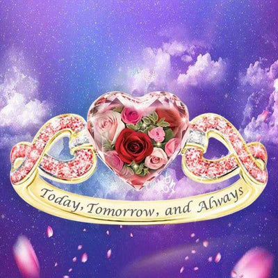 Gem Rose Heart Wreath Engagement Ring null