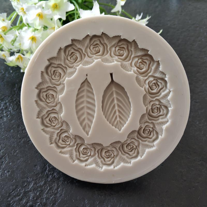 Rose Wreath Leaf Wreath Silicone Fondant Mould null