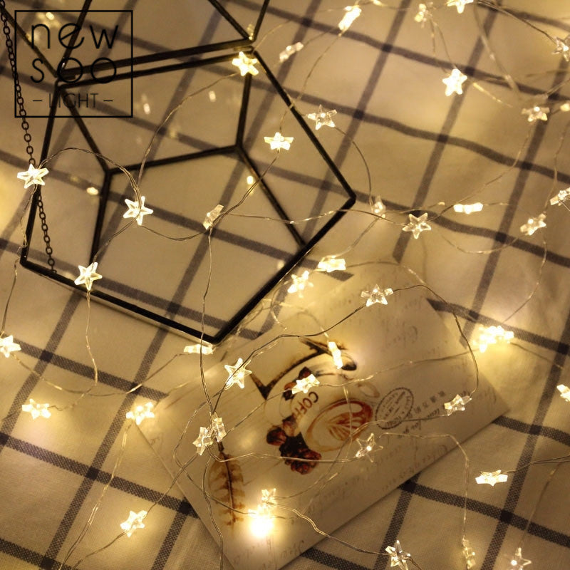 Newsoo copper line star lights LED lights flashing lights string lights star girl heart room dormitory layout decoration null
