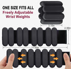 Pilates Wrist & Ankle Weights for Women, Wearable Strong Arm & Leg Weights Set of 2(1Lbs Each), Adjustable Ankle Weights for Walking, Yoga, Dance, Barre,Gym,Black