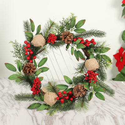 Christmas Wreath Clover Wreath Natural Pine Decorative Christmas Garland with Frost null