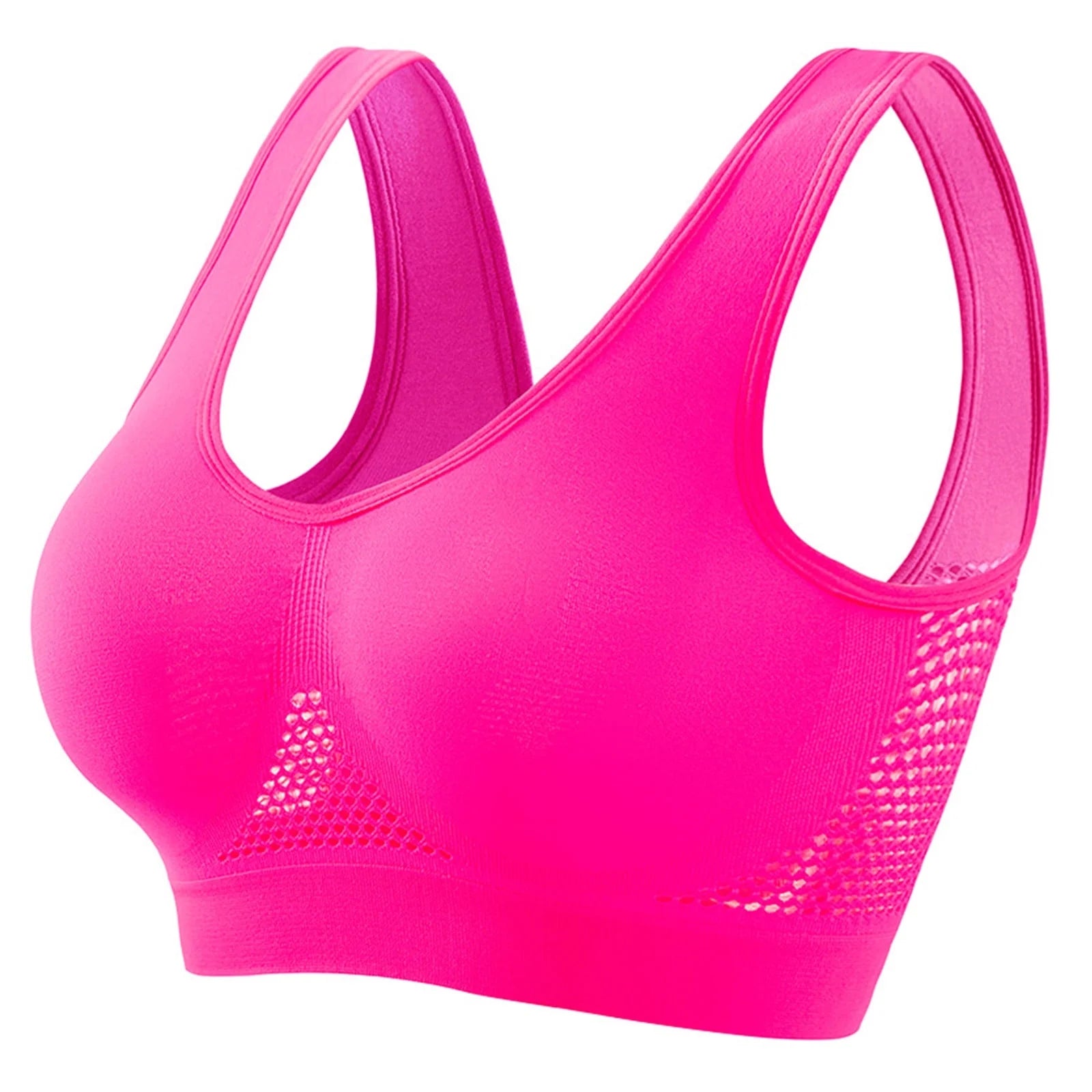 Sports Bras for Women plus Size Breathable Cool Lift up Air Bra Full Coverage Wireless Push up Bra Seamless Bralettes Sales Today Clearance Hot Pink M