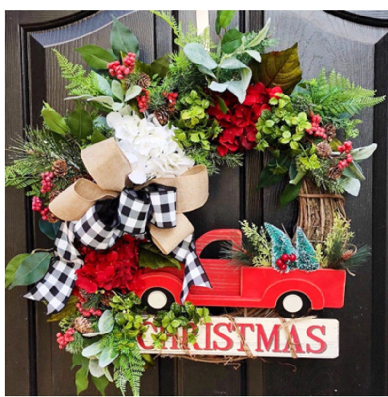Rattan Circle Simulation Christmas Wreath Door Hanging Wreath Pendant null