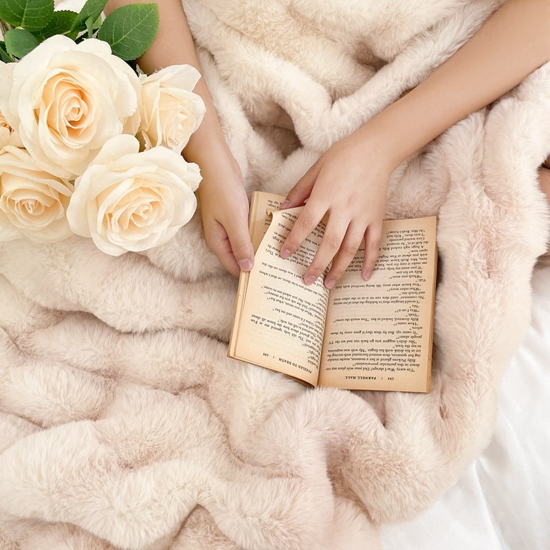 Foreign Trade Rabbit Blanket Fur Rabbit Velvet Blanket High Luxury Rabbit Velvet Blanket Blanket Pillow Winter Velvet Blanket null