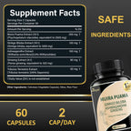 Muira Puama Ginseng Ashwagandha Ginkgo Tribulus Herbal Supplements Unleash Your Potential through Our Pills Dietary Supplements, Help Promote an Active and Healthy Lifestyle 60 Capsules