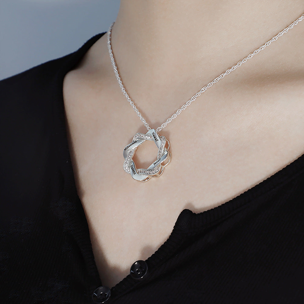 DIY Lettering Square Diamond Wreath Necklace null