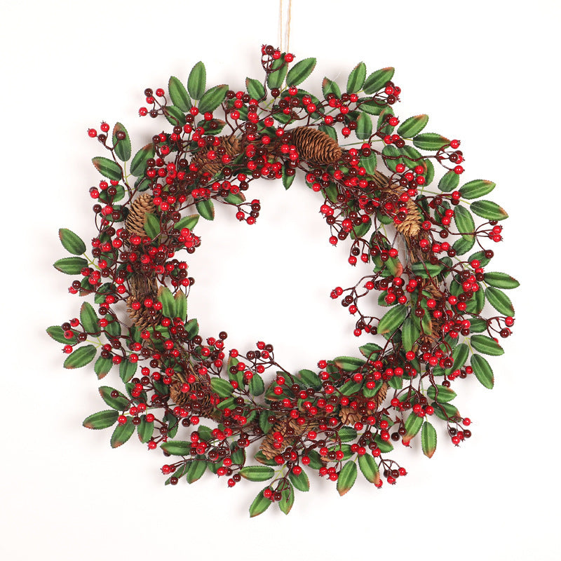 Plastic Simulation Red Berry Christmas Wreath null